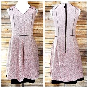 Banana Republic Pink Piped Tweed Fit & Flare Dress